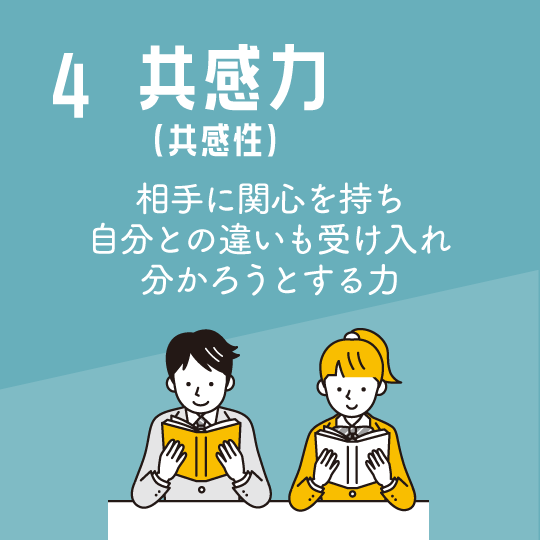 共感力（共感性）…相手に関心を持ち、自分との違いも受け入れ、分かろうとする力